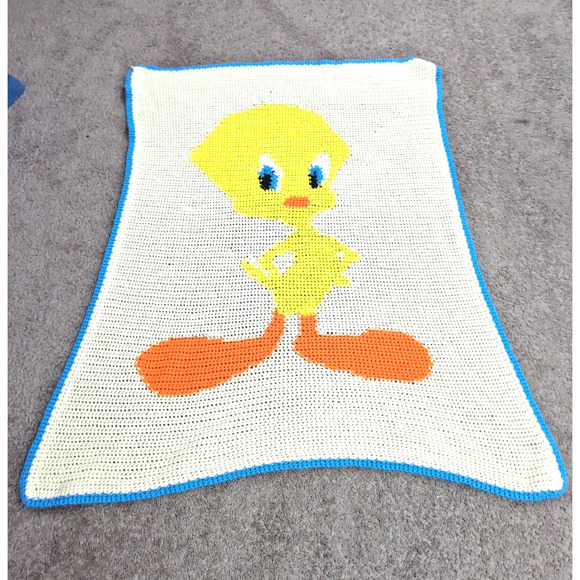 Tweety Bird Throw Blanket - Etsy Tweety Bird Blanket Handmade Crochet Throw Colorful 36x52 Looney Tunes